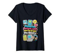 Femme Please Be Patient with Me Retro années 1900 Boomer Mom Women T-Shirt avec Col en V
