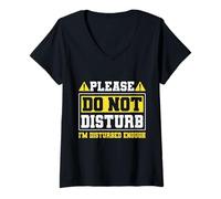 Femme Please Do Not Disturb I’m Disturbed Enough T-Shirt avec Col en V