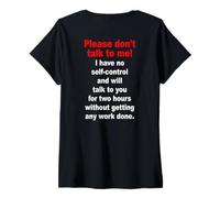 Femme Please Don't Talk To Me Ironie Bureau Amusant T-Shirt avec Col en V