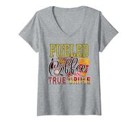 Femme Plein de café et de Vrais Crimes, de mystérieux flics criminels T-Shirt avec Col en V