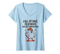 Femme Plein de grain, de plumes et de détermination du poulet T-Shirt avec Col en V