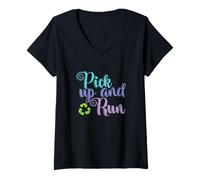 Femme Plogging Pick up and Run T-Shirt avec Col en V