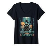 Femme Plongée sous-Marine Air Consumption Tells A Story T-Shirt avec Col en V