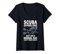 Femme Plongée sous-Marine Papa comme Un Papa Normal sauf Beaucoup Plus Cool T-Shirt avec Col en V