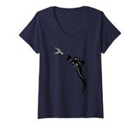Femme Plongeur Tortue Marine Bio T-Shirt avec Col en V