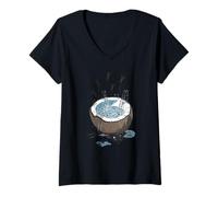Femme Plongez dans l'imagination de la piscine à la noix de coco T-Shirt avec Col en V