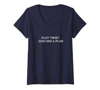 Femme Plot Twist: God Had a Plan - Christian Faith Reminder T-Shirt avec Col en V