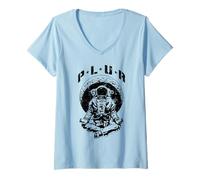 Femme Plur Peace Love Unity Respect Techno Rave EDM Astronaute T-Shirt avec Col en V