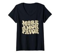 Femme Plus Amor Por Favor avec Valentine Cupidon Retro T-Shirt avec Col en V