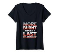 Femme Plus brûlé que ma dernière relation coup de soleil T-Shirt avec Col en V