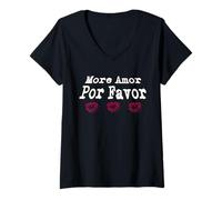 Femme Plus d'amour s'il Vous plaît Plus d'Amor Por Favor Grand T-Shirt avec Col en V