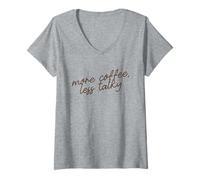 Femme Plus de café, Moins bavard Script de Phrase Minimaliste T-Shirt avec Col en V