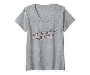 Femme Plus de café, Moins bavard Script de Phrase Minimaliste T-Shirt avec Col en V