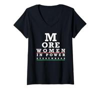 Femme Plus DE Femmes AU Pouvoir Partout Eye Chart Meme T-Shirt avec Col en V