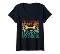 Femme Plus de gens que je rencontre, plus j'aime mon chien Rat Terrier T-Shirt avec Col en V