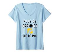 Femme Plus de Grammes que de Mal Soirée Fête Humour Alcool Drôle T-Shirt avec Col en V