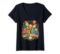 Femme Plus d'idées Que de Temps, penseur d'idées de Cerveau Papillon coloré T-Shirt avec Col en V