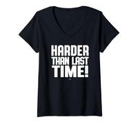 Femme Plus dur que la dernière fois! Haltérophilie Dad Gym Vintage T-Shirt avec Col en V