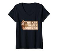 Femme Plus épais qu'une fille noire snicker reine BHM africaine T-Shirt avec Col en V