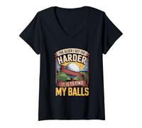 Femme Plus Je vieillis, Plus il est Difficile de trouver Mes balles Golfeur T-Shirt avec Col en V