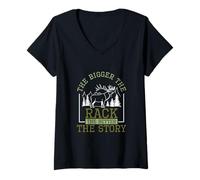 Femme Plus le rack est grand, meilleure est l'histoire pour Bull Elk Hunter T-Shirt avec Col en V