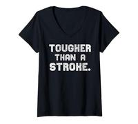 Femme Plus résistant qu'un AVC sensibilisation aux accidents vasculaires cérébraux rouges T-Shirt avec Col en V
