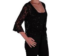 Femme Plus Size Mesh Dentelle Casual 3/4 Sleeve Tie Shrug Bolero Cardigan Top