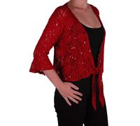 Femme Plus Size Mesh Dentelle Casual 3/4 Sleeve Tie Shrug Bolero Cardigan Top