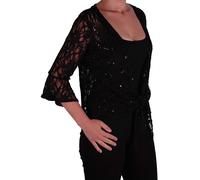 Femme Plus Size Mesh Dentelle Casual 3/4 Sleeve Tie Shrug Bolero Cardigan Top