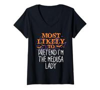 Femme Plus susceptible de Hocus Pocus Pretend I'm The Medusa Lady T-Shirt avec Col en V