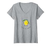 Femme Plus un zeste - Citron T-Shirt avec Col en V