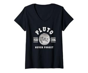 Femme Pluton n'oublie jamais 1930-2006 : Funny Planet Science T-Shirt avec Col en V