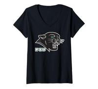 Femme Plymouth State University PSU Panthers Head Logo T-Shirt avec Col en V