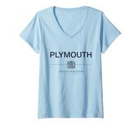Femme Plymouth Ville Natale Royaume-Uni Plymouth Maison Plymouth Ville T-Shirt avec Col en V