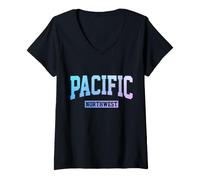 Femme PNW Pacific Northwest Pride, Oregon, Washington, Montana T-Shirt avec Col en V