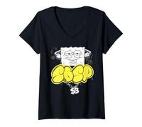 Femme Pochoir Motif Bob l'éponge avec Logo doré T-Shirt avec Col en V
