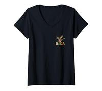 Femme Pocket Dada Duck Hunting One Lucky First Birthday Family T-Shirt avec Col en V