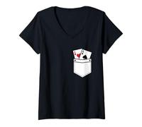Femme Pocket Rockets As Poker T-Shirt avec Col en V