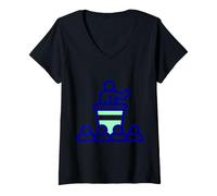 Femme Podium Lutrin Discours Conférence Débat Chaire Oratoire T-Shirt avec Col en V