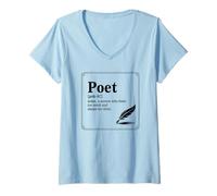 Femme Poète Définition Écrivain Littérature Poésie Créative Écriture T-Shirt avec Col en V