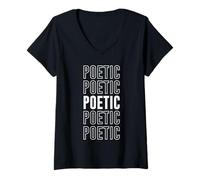 Femme Poétique T-Shirt avec Col en V