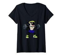Femme Poids de Levage de Baleine Orque Style années 90 T-Shirt avec Col en V