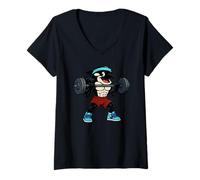 Femme Poids de Levage de Baleine Orque Style années 90 T-Shirt avec Col en V
