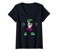 Femme Poids de Levage de Baleine Orque Style années 90 T-Shirt avec Col en V