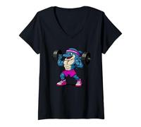 Femme Poids de Levage de Dauphin Style années 90 T-Shirt avec Col en V