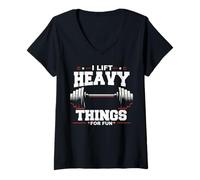 Femme Poids d'haltérophilie I Lift Heavy Things for Fun Gym T-Shirt avec Col en V