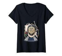Femme Point Check Calm Escrime Masque Équipement T-Shirt avec Col en V