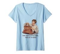 Femme Point par Point Artisanat Cuir Fait Main Unique T-Shirt avec Col en V