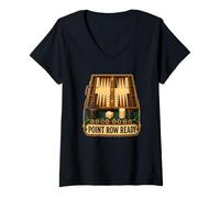 Femme Point Row Ready Backgammon Stratégie Pions T-Shirt avec Col en V