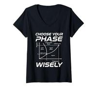 Femme Point Triple Diagramme de Phase Nerd Thermodynamique T-Shirt avec Col en V